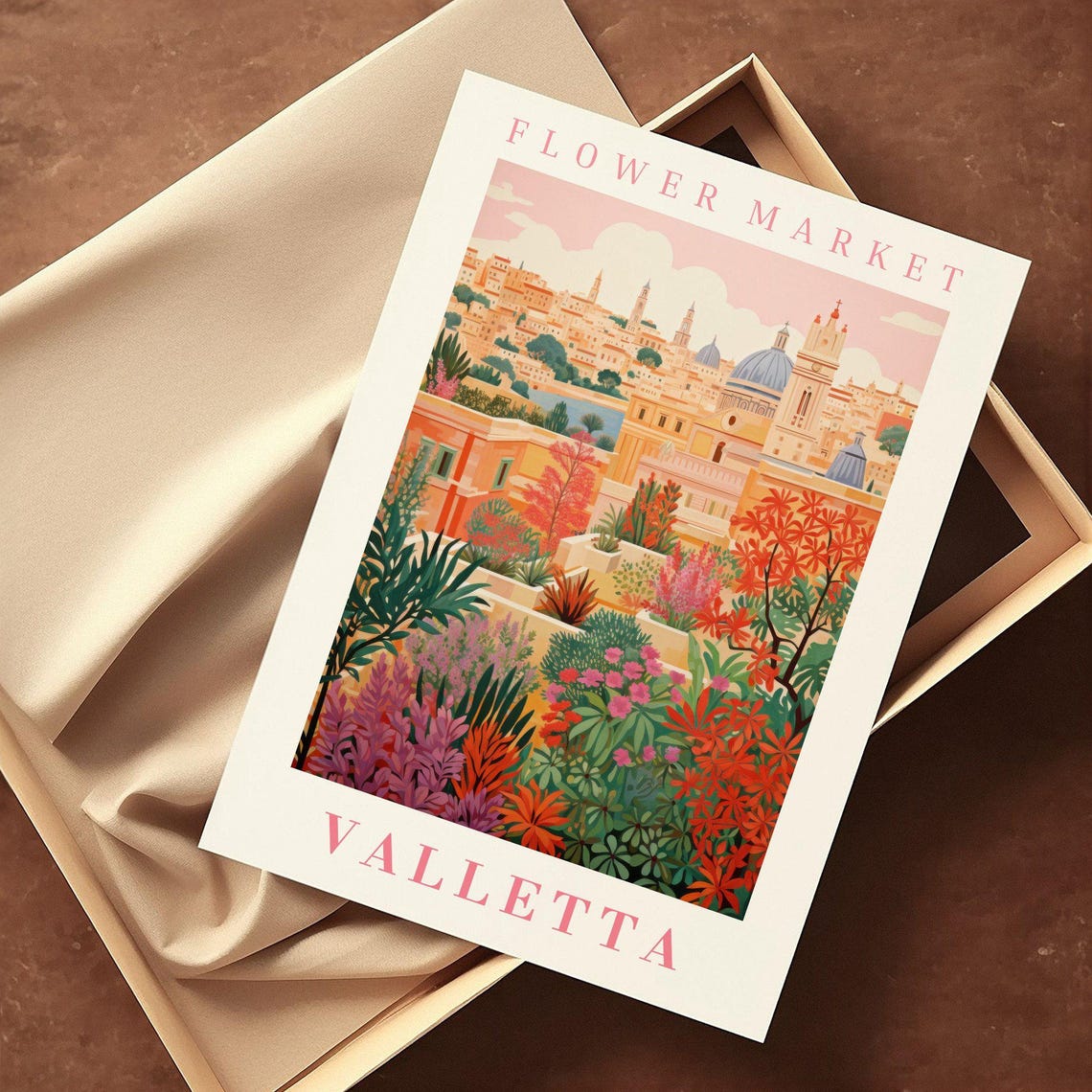 Valletta Flower Market Poster with Malta Sunset Rooftop Bloom Garden - Image 2