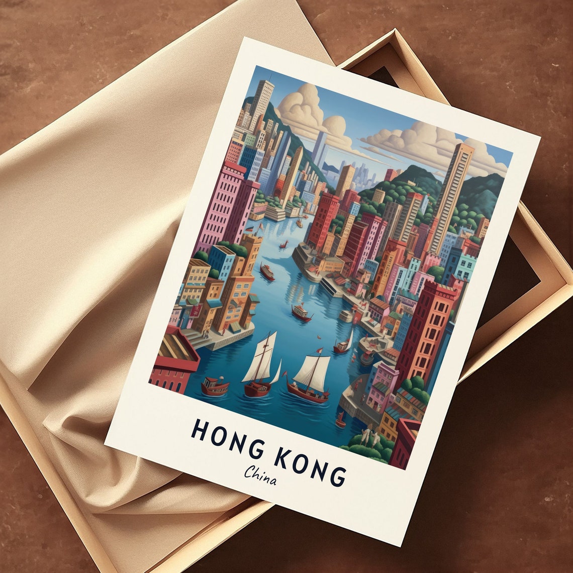 Victoria Harbour Travel Print Wall Art Hong Kong China City Print Victoria Harbour Travel Gift Victoria Harbour Poster Travel Gift - Image 3