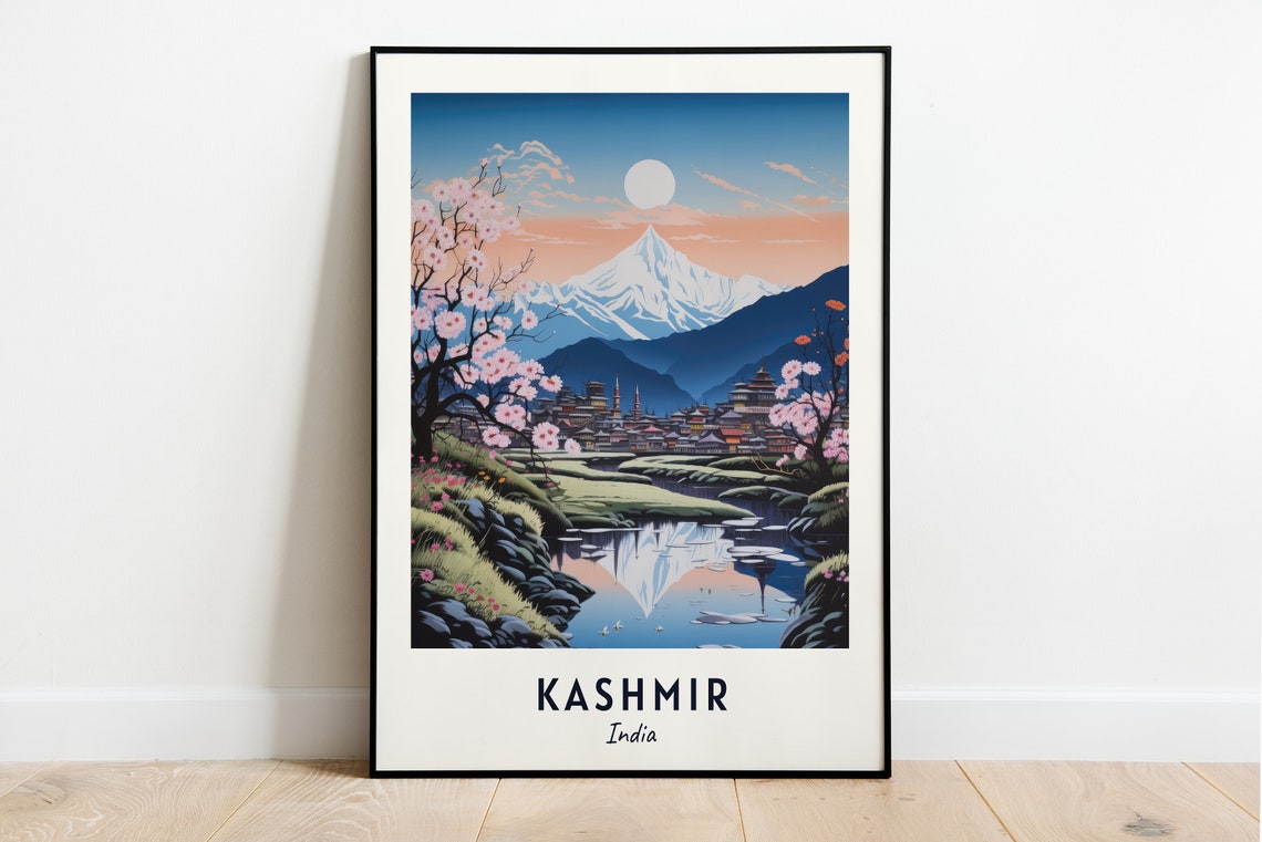 Kashmir India Himalayan Snow Peak Blossom Valley Spring Poster