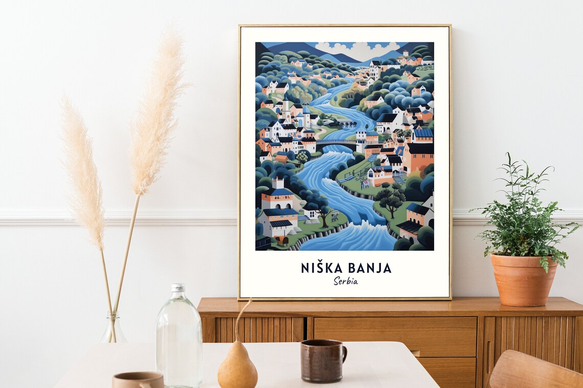 Niska Banja Serbia Historic Spa Town River Valley Travel Poster - Image 2