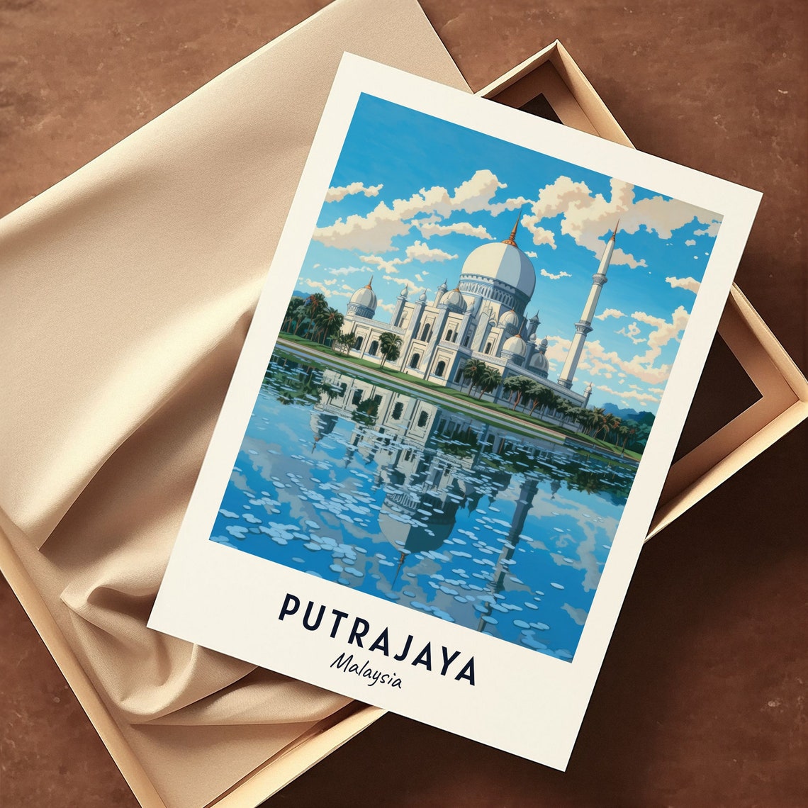 Putra Mosque Putrajaya Malaysia With Perfect Lake Mirror Poster - Image 3