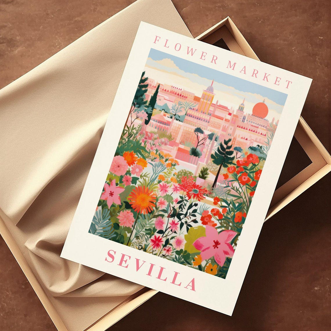 Sevilla Flower Market Poster with Giralda Tower Garden Blooms - Image 2
