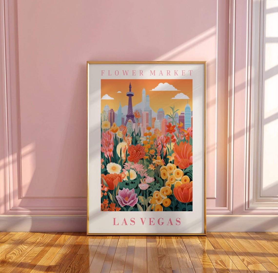 Las Vegas Flower Market Poster with Eiffel Tower Sunset Blooms - Image 3