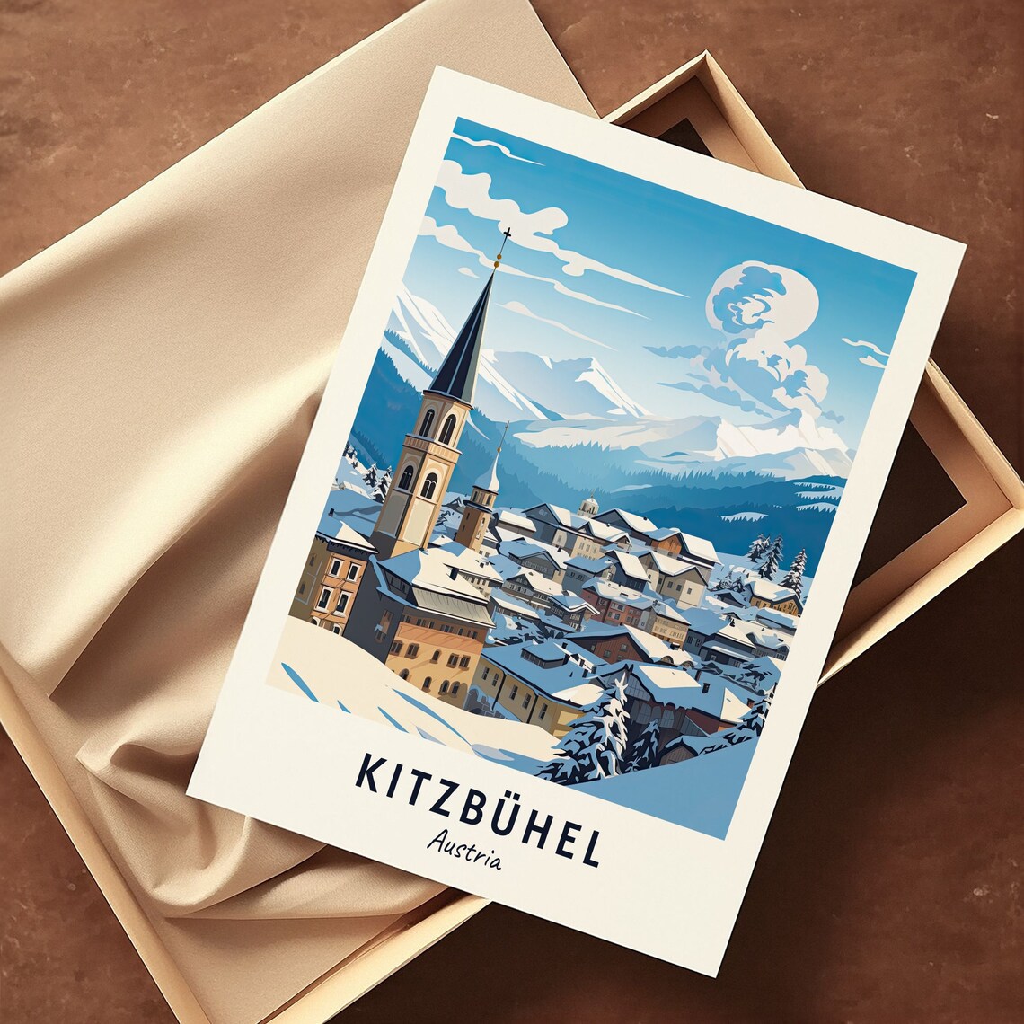 Kitzbühel Austria Historic Town and Church Tower Winter Poster - Image 3