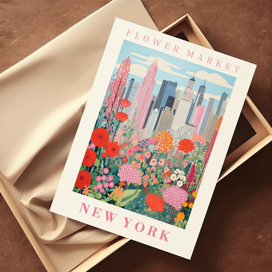 New York Flower Market Travel Poster, Floral Illustration - Image 2
