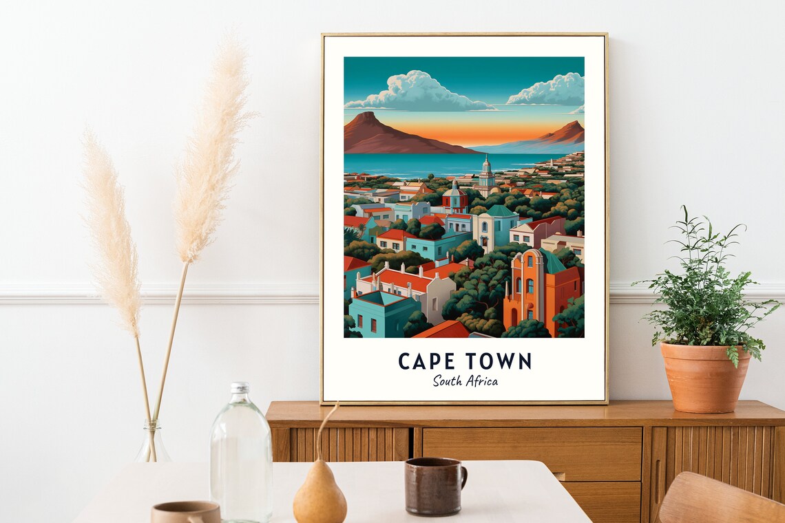 Cape Town South Africa Table Mountain Bay View City Travel Poster - Image 2
