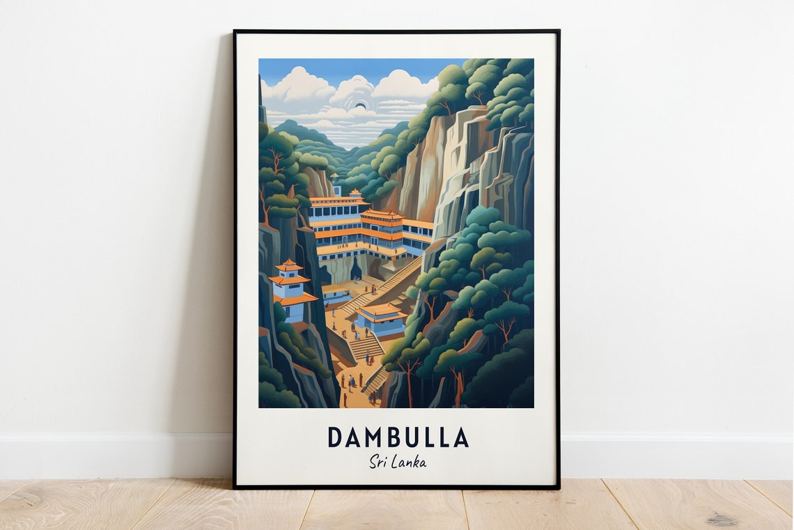 Dambulla Sri Lanka Ancient Cave Temple In The Forest Travel Poster