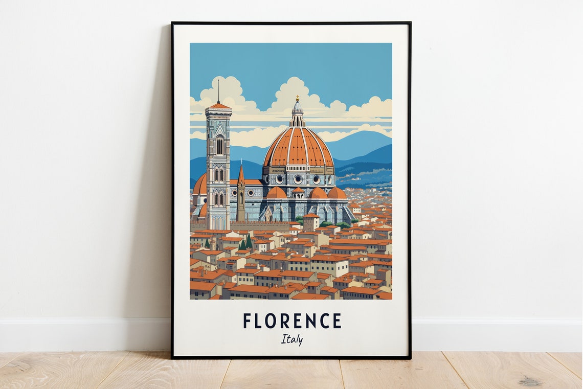 Florence Italy Cathedral Duomo Terracotta Rooftop Skyline Art Poster