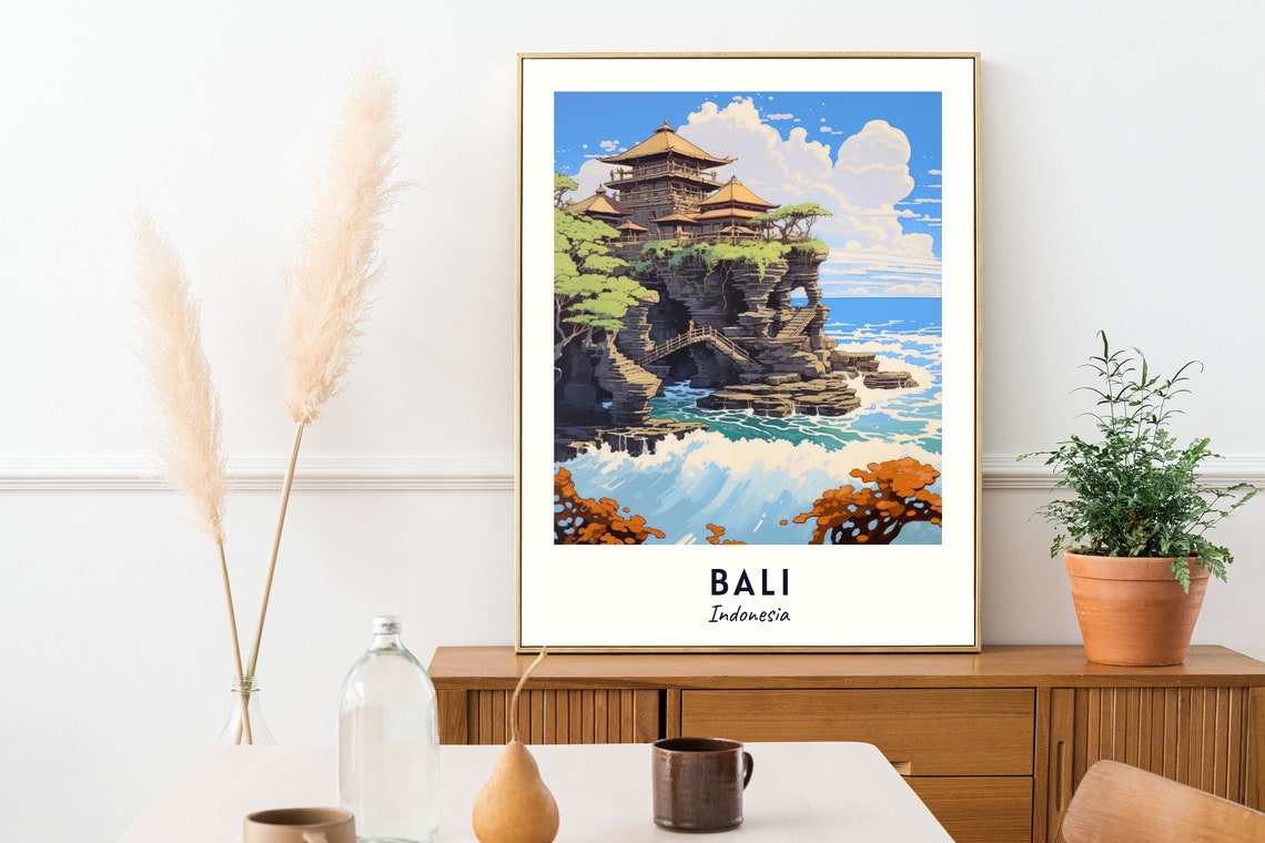 Tanah Lot Temple Travel Print Wall Art Bali Indonesia City Print Tanah Lot Temple Travel Gift Tanah Lot Temple Poster - Image 2