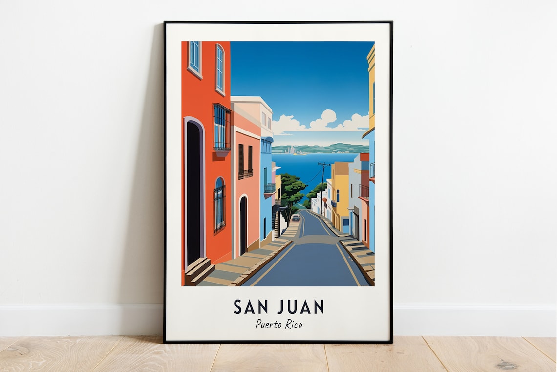 Old San Juan Travel Poster, Puerto Rico City Print
