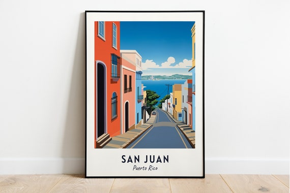 Old San Juan Travel Poster, Puerto Rico City Print