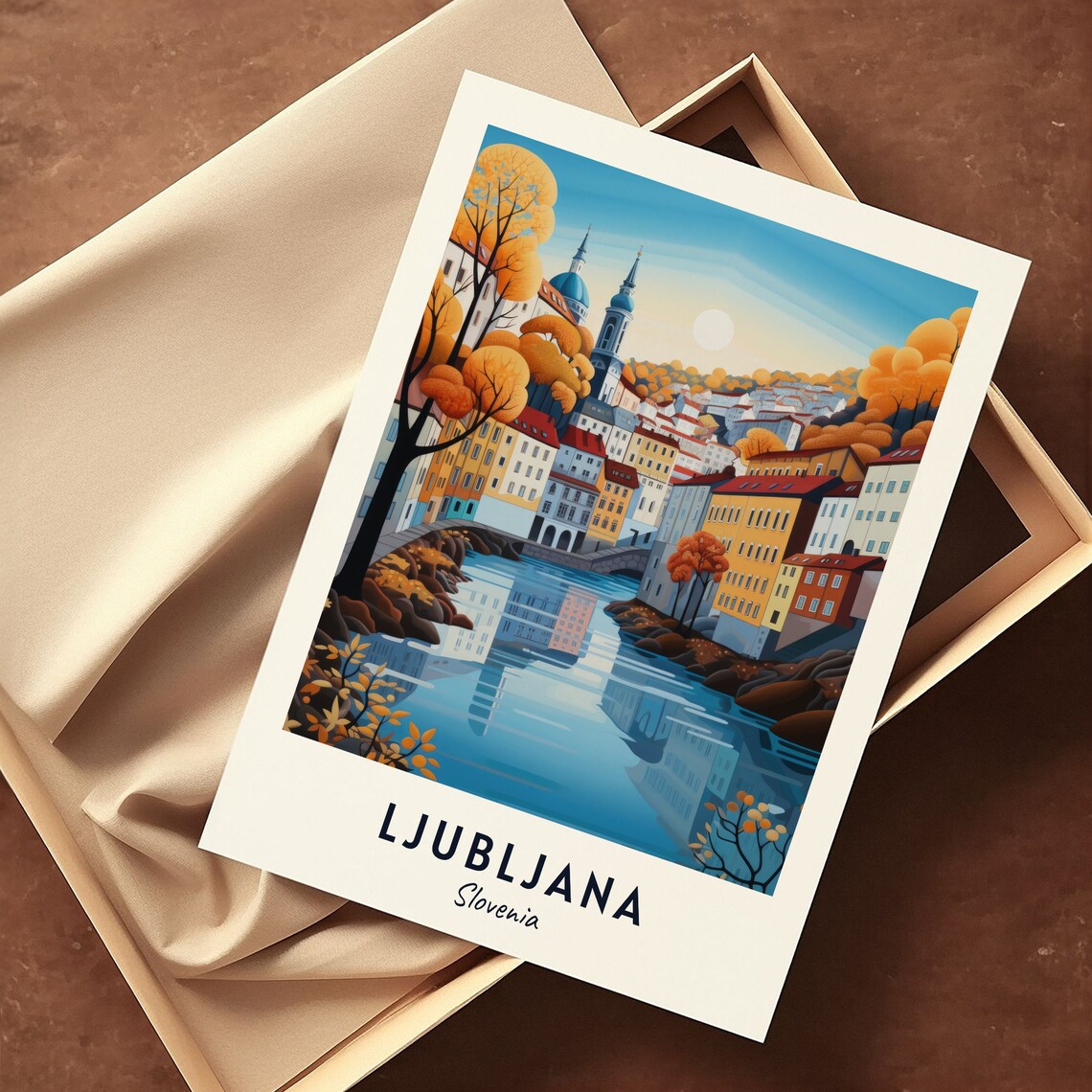 Ljubljana Slovenia Autumn River Old Town Cityscape Travel Poster - Image 3