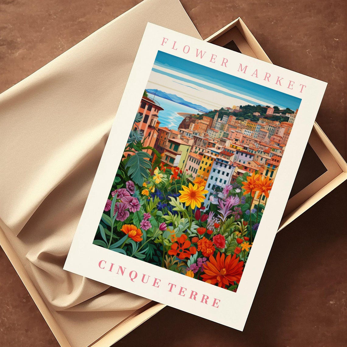 Cinque Terre Flower Market Poster with Coastal Village Blooms - Image 2