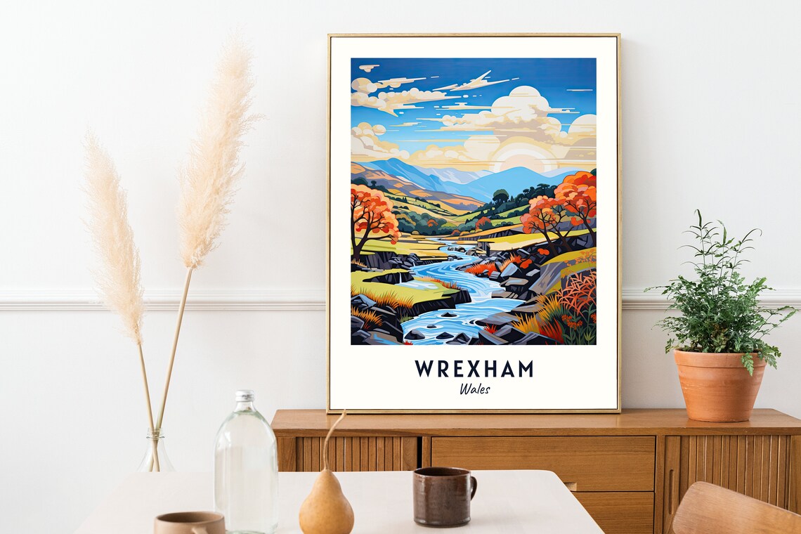 Wrexham Wales Travel Poster, City Wall Art - Image 2