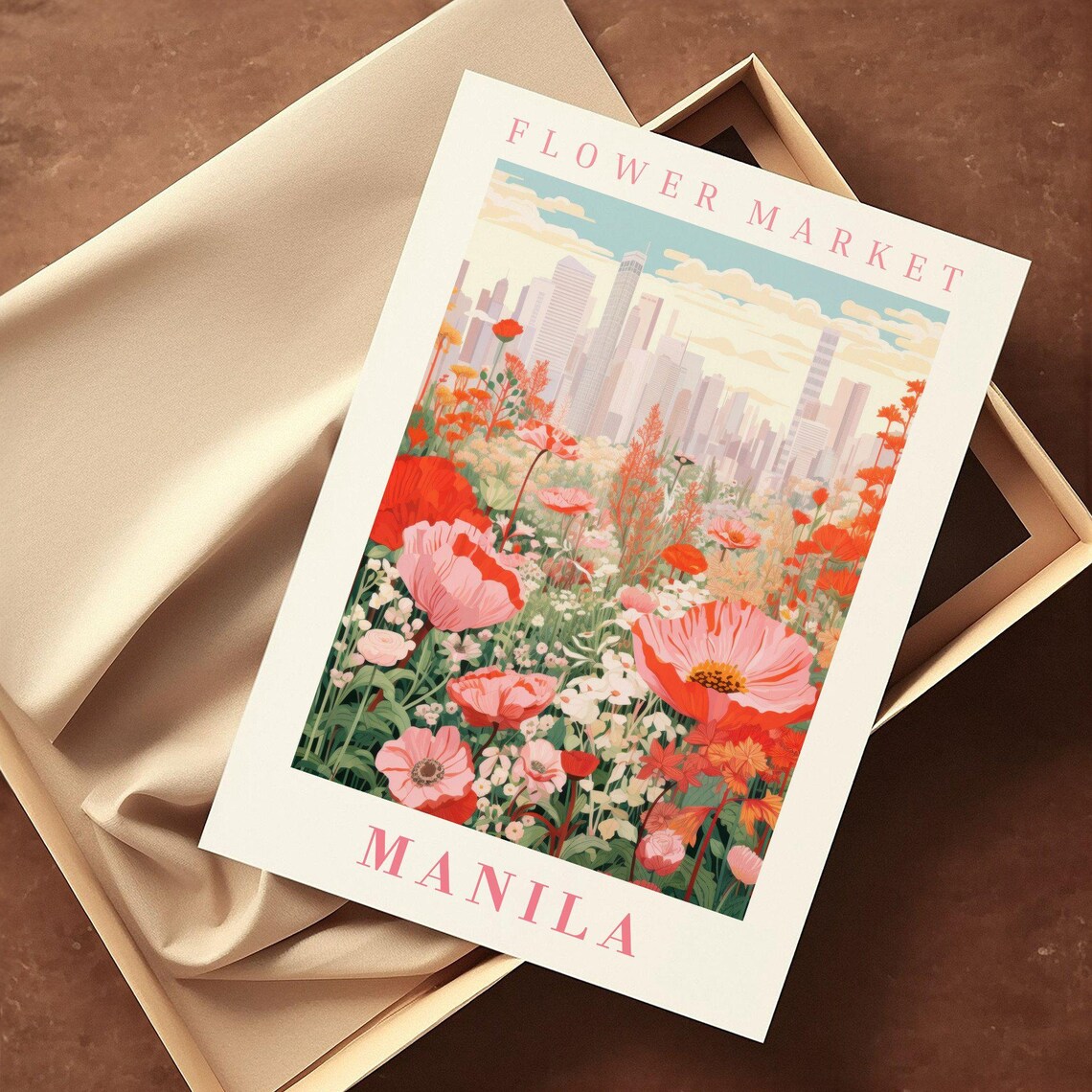 Manila Flower Market Botanical Travel Poster - Image 2