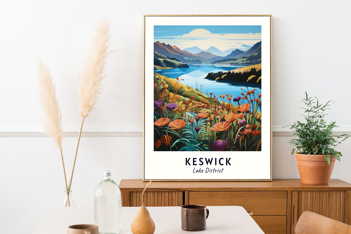 Keswick Lake District Travel Print Wall Art Keswick Lake District City Print Keswick Lake District Travel Gift Keswick Travel Gift - Image 2