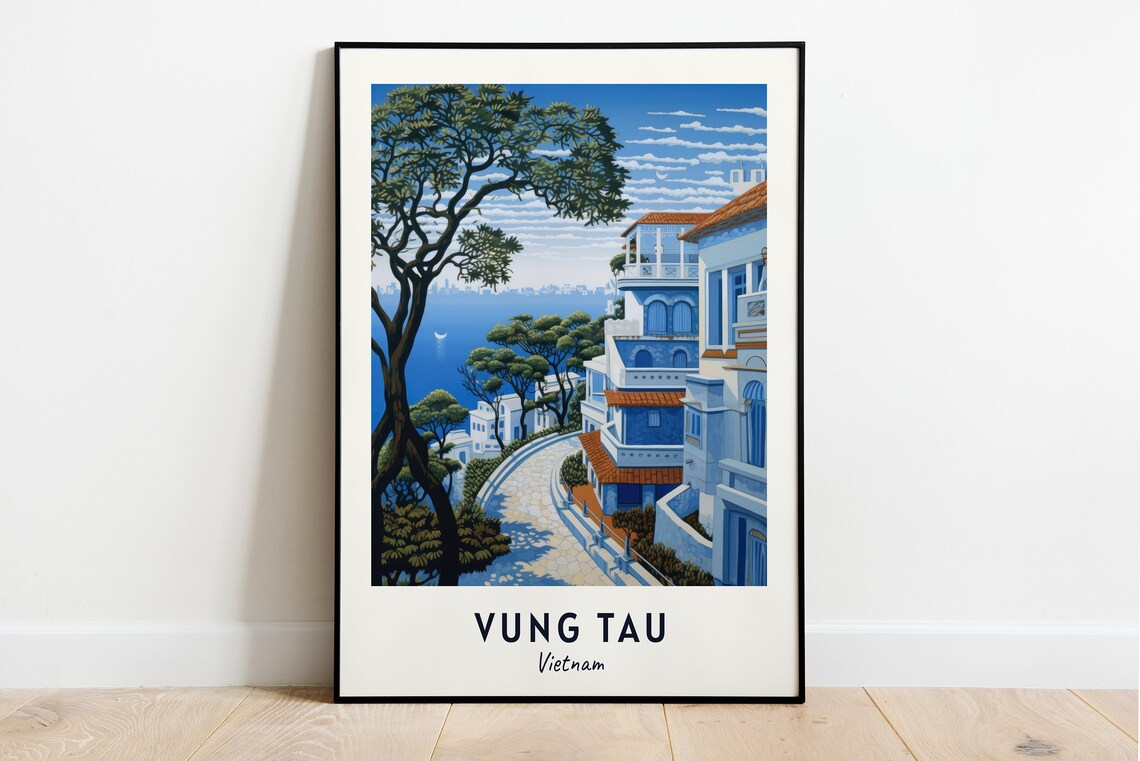 Vung Tau Vietnam Coastal Hillside Villas Sea View Travel Poster