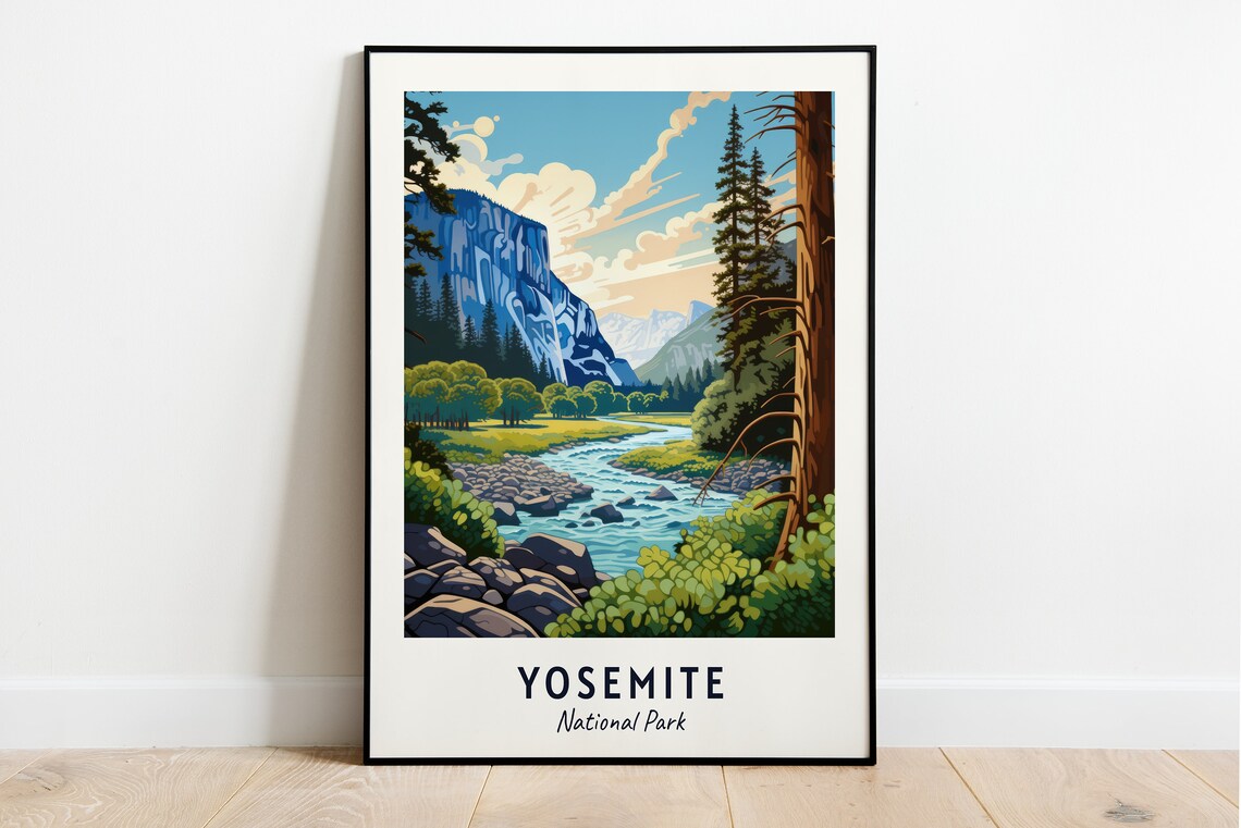 Yosemite Travel Print Wall Art Yosemite National Park City Print Yosemite Travel Gift Yosemite City Poster Wall Art