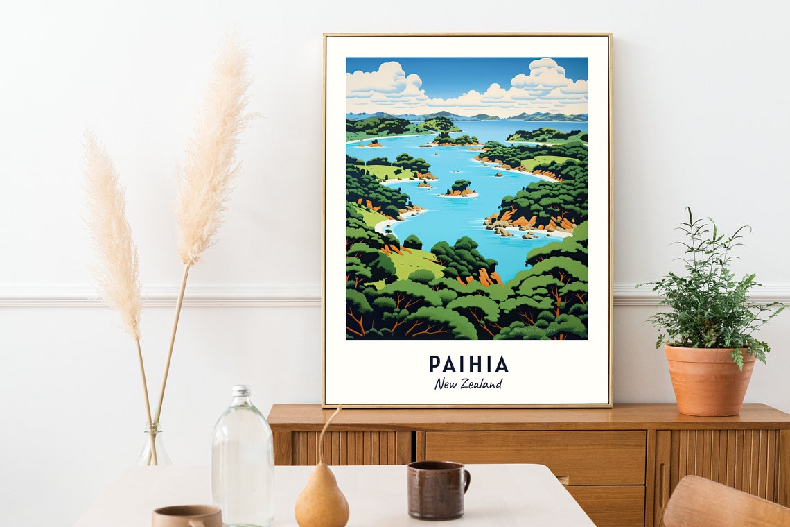 Bay Of Islands Travel Print Wall Art Paihia New Zealand City Print Bay Of Islands Travel Gift Bay Of Islands Poster - Image 2