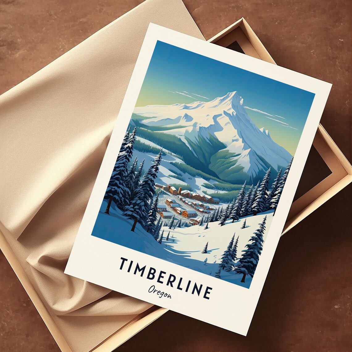 Timberline Oregon Mount Hood Lodge and Alpine Peak Winter Poster - Image 3