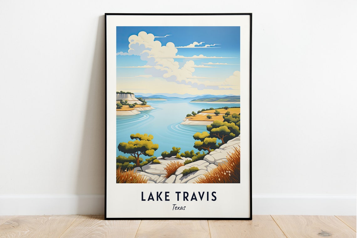 Lake Travis Travel Print Wall Art Lake Travis Texas City Print Lake Travis Travel Gift Lake Travis City Poster