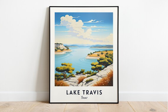 Lake Travis Texas Wide Blue Lake Limestone Shores Daytime Poster