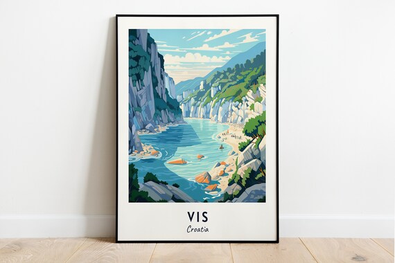 Vis Croatia Hidden Cove With Turquoise Water And Cliffs Poster