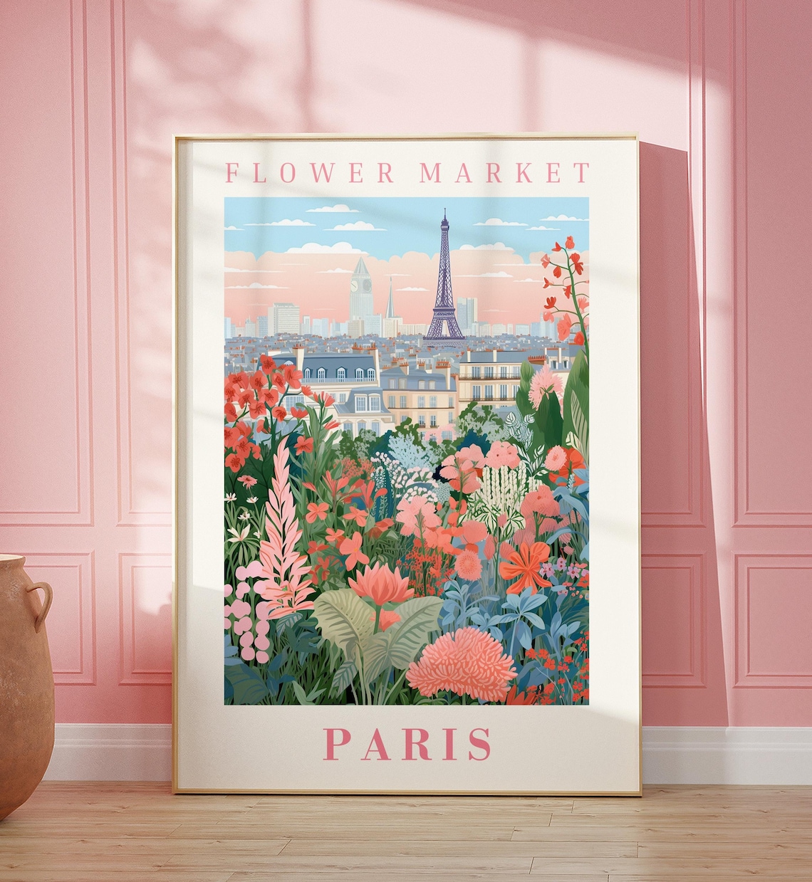 Paris Flower Market Travel Poster, Floral Illustration - Image 3