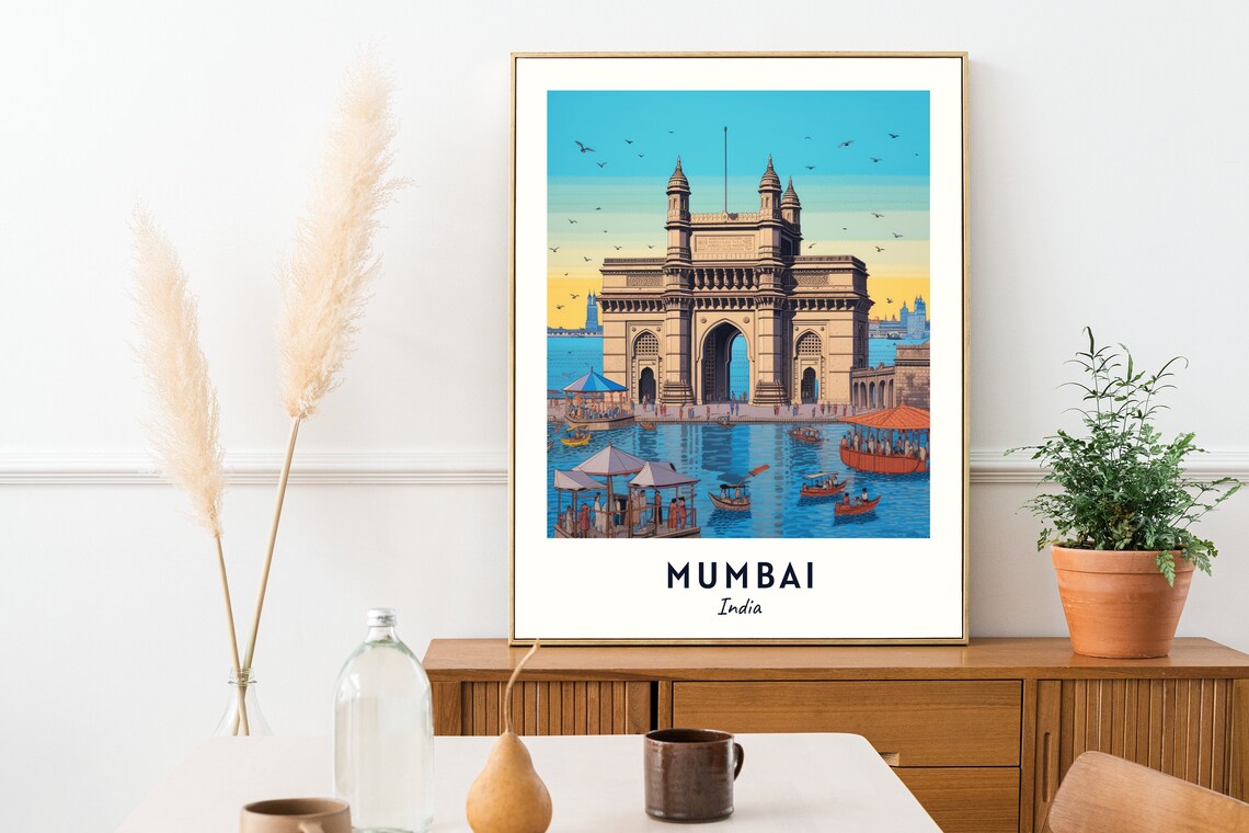 Gateway Of India Waterfront Boats Sunset Mumbai India Travel Poster - Image 2