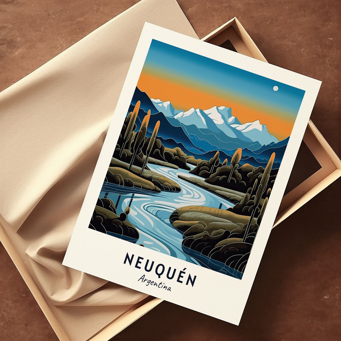 Lanin National Park Sunset River Neuquen Argentina Travel Poster - Image 3