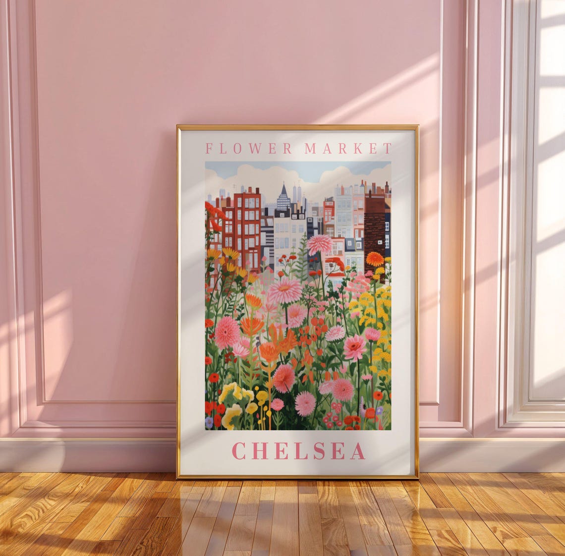Chelsea Flower Market Poster Wall Decor United Kingdom Floral Illustration Botanical Gallery Wall Art Gift For Friend Travel Poster - Image 3