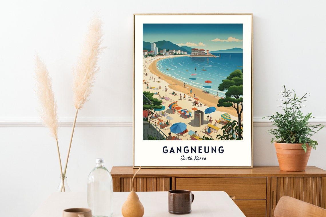 Gyeongpo Beach Travel Print Wall Art Gangneung South Korea City Print Gyeongpo Beach Travel Gift Gyeongpo Beach Poster Travel Gift - Image 2