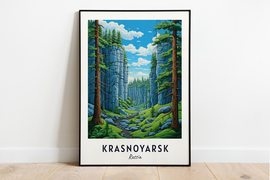 Pine Forest and Cliffs of Stolby Reserve Krasnoyarsk Russia Poster
