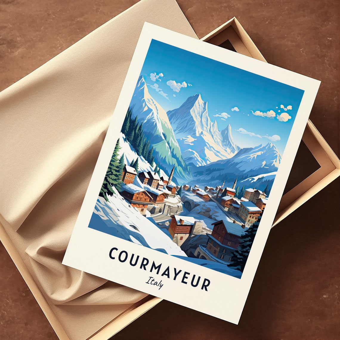 Courmayeur Italy Village Beneath the Mont Blanc Massif Poster - Image 3