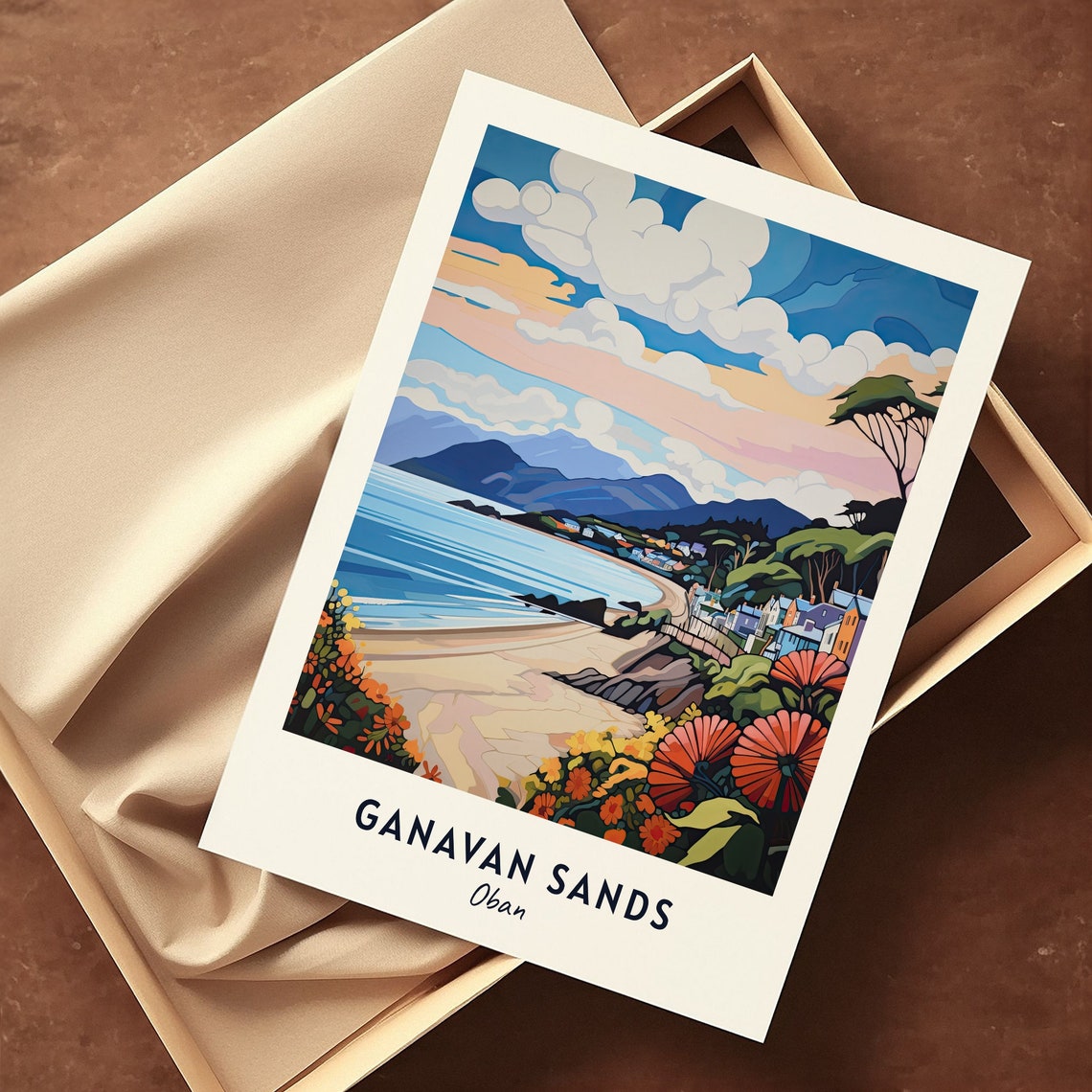 Ganavan Sands Oban Scotland Beach Coastline Wildflower Poster - Image 3