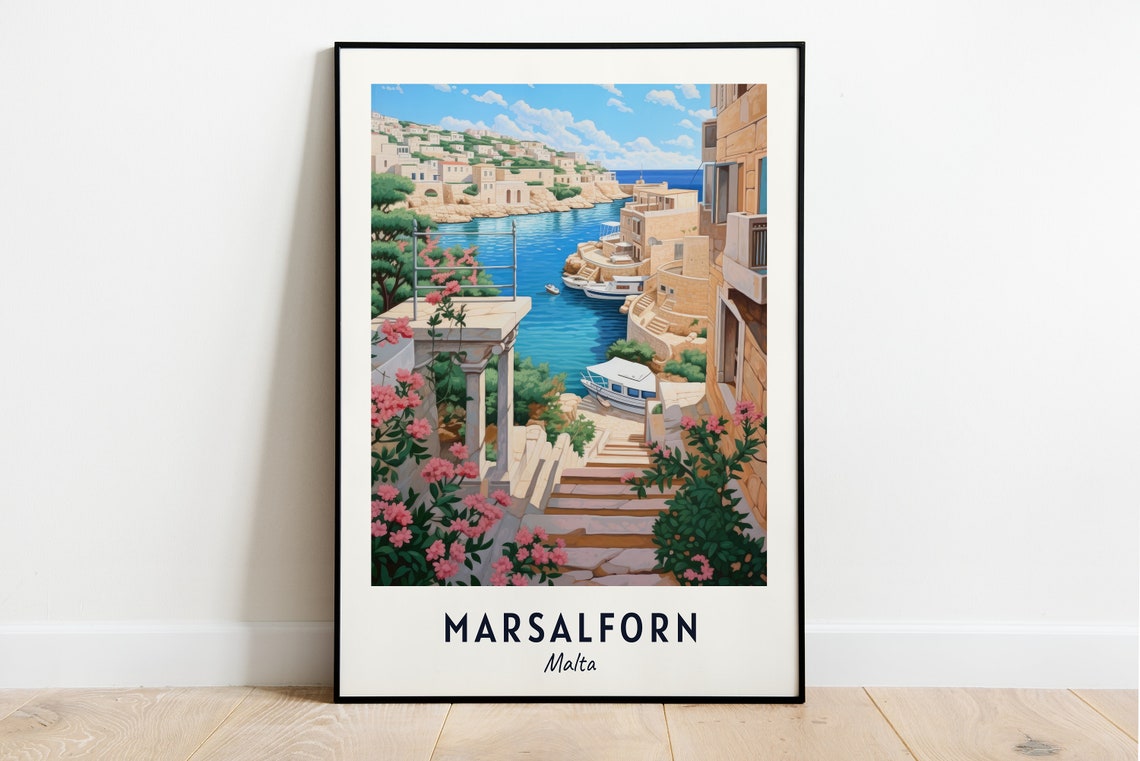 Marsalforn Bay Travel Print Wall Art Marsalforn Malta City Print Marsalforn Bay Travel Gift Marsalforn Bay Poster