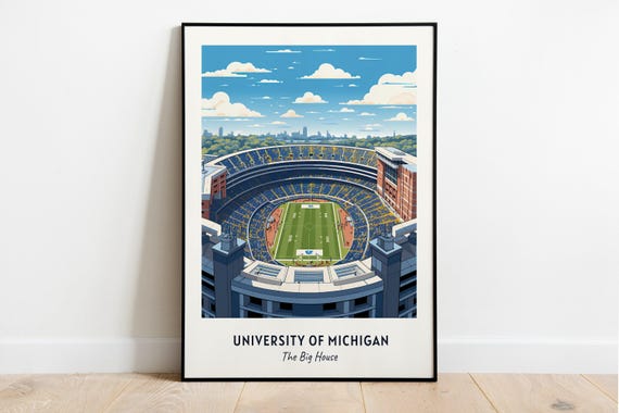 University Of Michigan Stadium Print College Dorm Print The Big House Print College Football Print University Of Michigan Stadium Poster