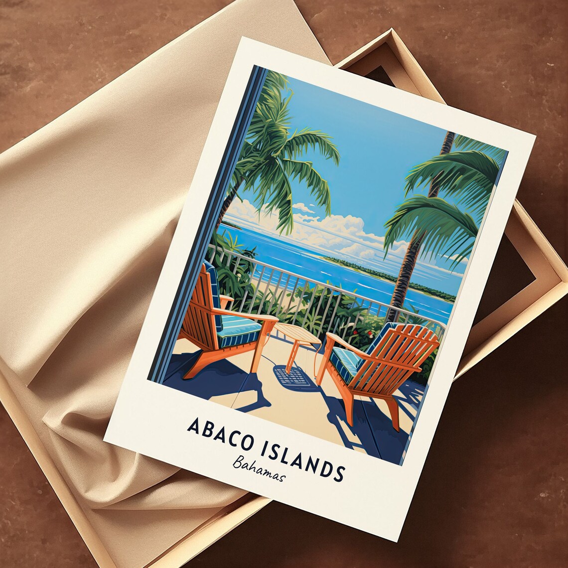 Abaco Islands Bahamas Beach Porch Adirondack Chairs Travel Poster - Image 3