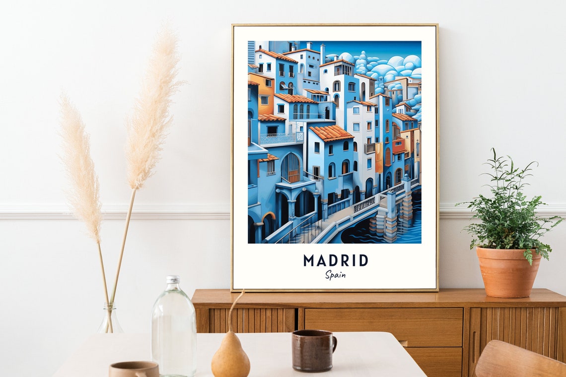 Madrid Sky Blue Old Town Climbing a Hillside in Spain Poster - Image 2