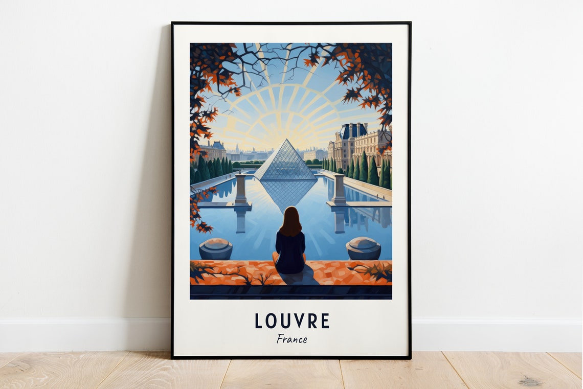 Louvre France Travel Print Wall Art Louvre France City Print Louvre France Travel Gift Louvre France Poster