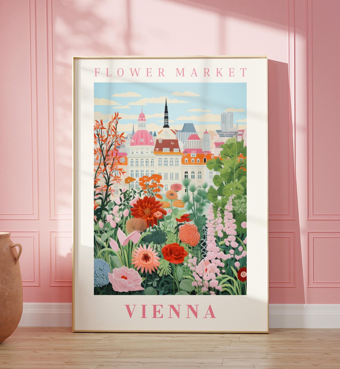 Vienna Flower Market Imperial Domes Blossoming Garden Travel Poster