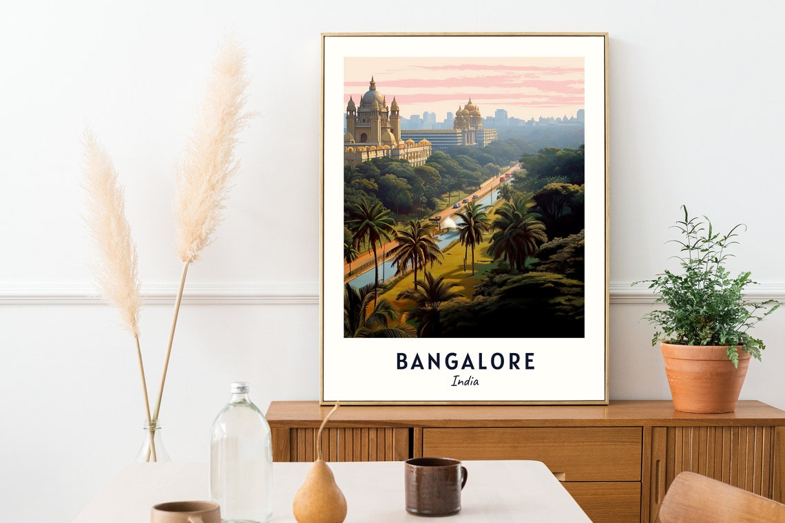 Historic Bangalore India Domed Landmark Palm Avenue Sunset Poster - Image 2