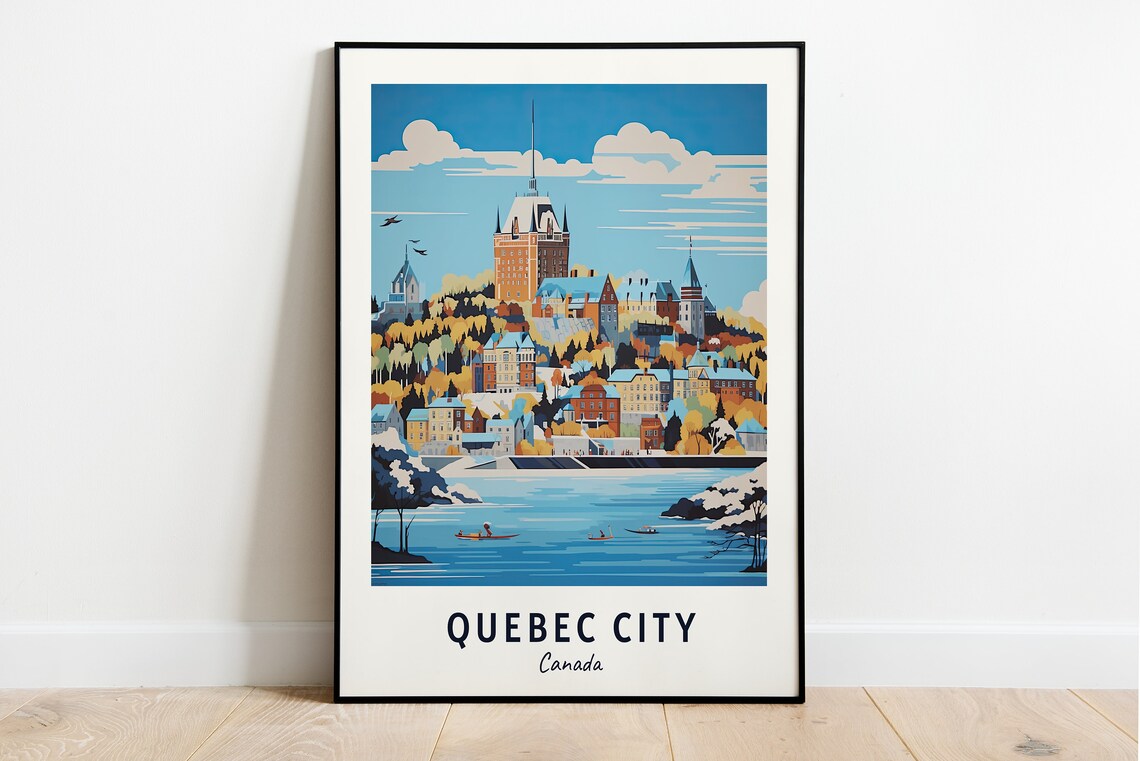 Quebec City Travel Print Wall Art Quebec City Canada City Print Quebec City Travel Gift Quebec City City Poster