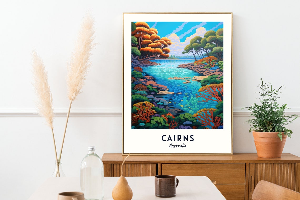 Cairns Australia Coral Reef Coastline Travel Poster Keepsake Art - Image 2