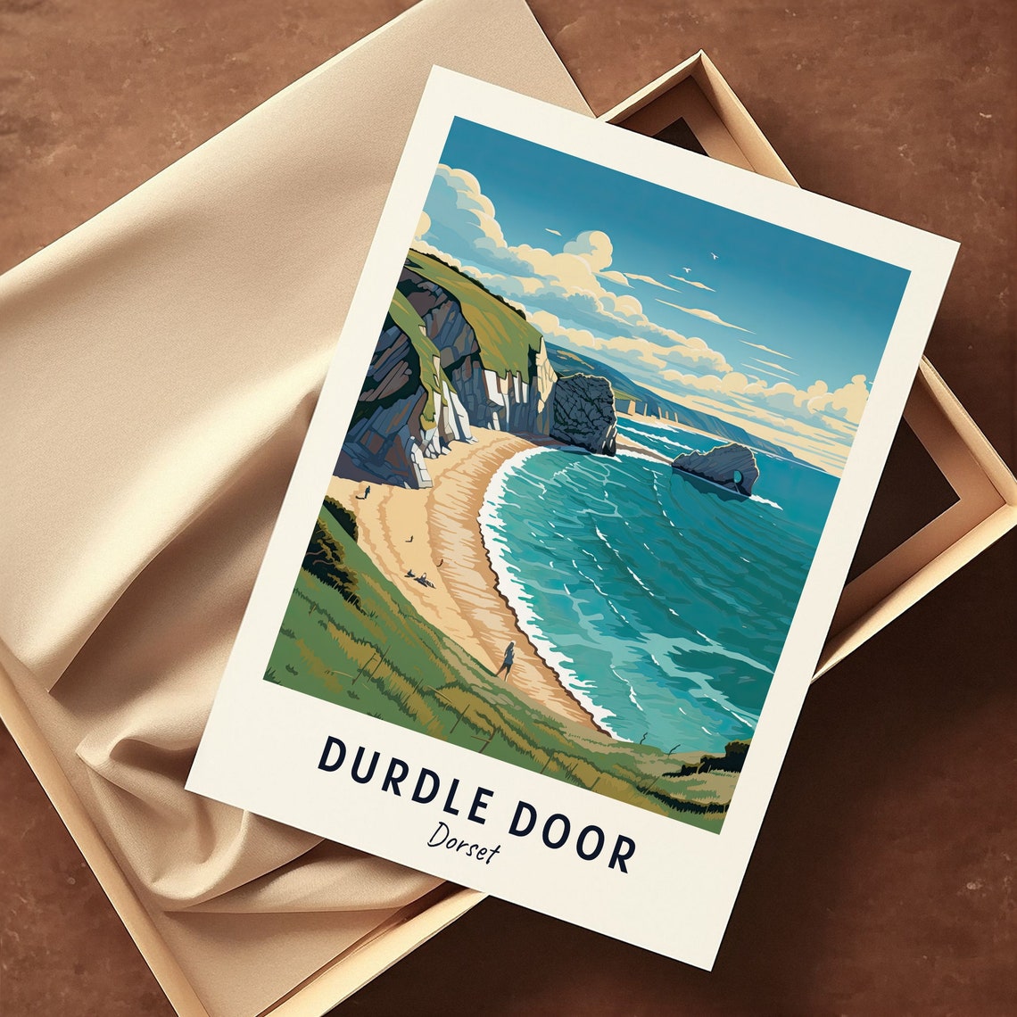 Durdle Door Dorset Limestone Arch Over Turquoise Bay And Cliffs Poster - Image 3