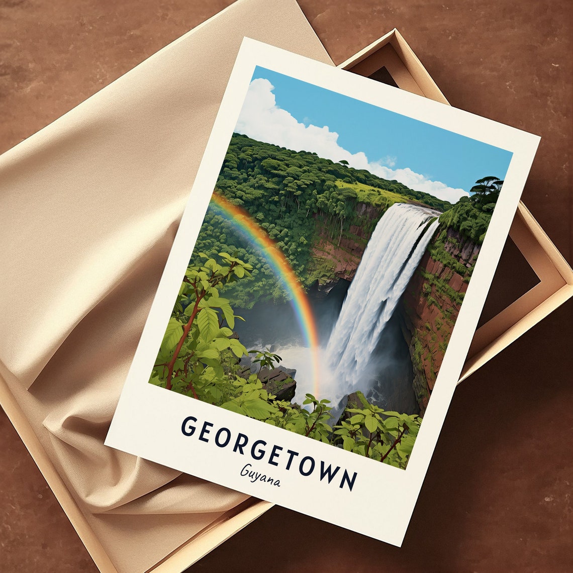 Georgetown Guyana Kaieteur Falls Rainbow Jungle Travel Poster - Image 3
