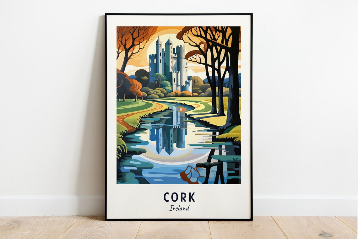 Blarney Castle Cork Ireland Autumn River Reflection View Poster