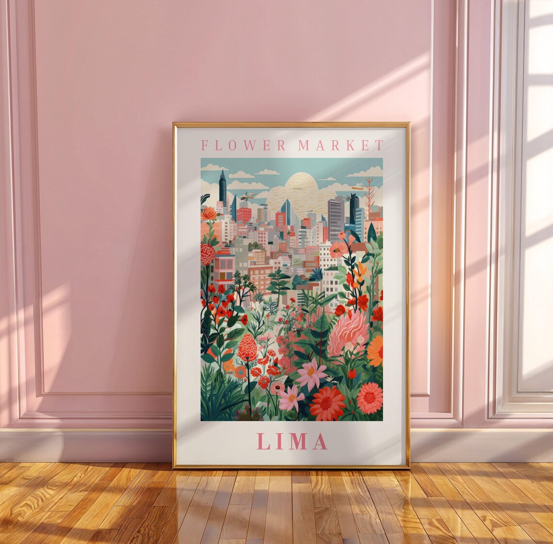 Lima Flower Market Travel Poster, Peru Floral Illustration - Image 3