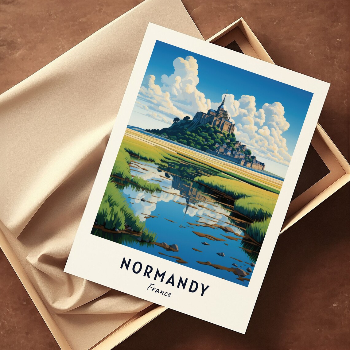Normandy France Mont Saint-Michel Tidal Island Travel Poster - Image 3
