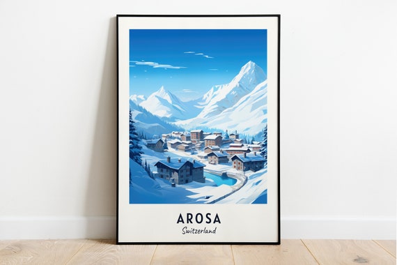 Arosa Travel Print Arosa Ski Poster Switzerland Ski Poster Arosa Ski Resort Print
